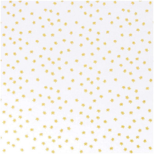 Rico Design - Baumwolle goldene Sterne auf weißem Grund