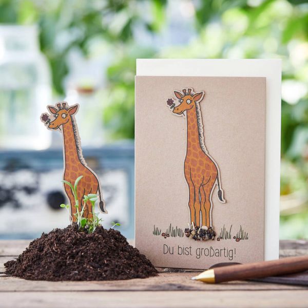 Die Stadtgärtner - Saatstecker Grußkarte "Du bist großartig" Giraffe
