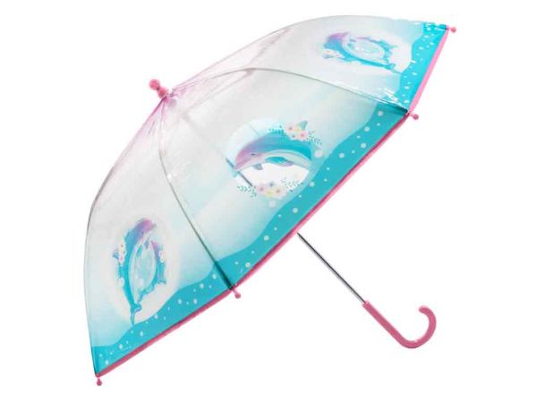 Kinder Regenschirm transparent Delphin - bb Klostermann
