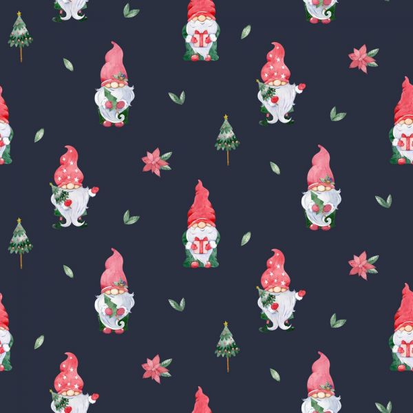 Baumwolle Poplin Digital Weihnachten Christmas Gnomes navy